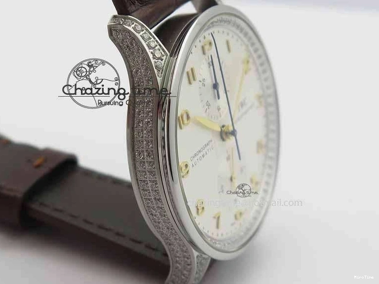 MIROTIME 1219 Portuguese IW3714 Diam ZF V2 1:1 Best Edition White Dial RG Numbers On Brown Leather Strap A79350 (Slim Movement) Fashionable 7246